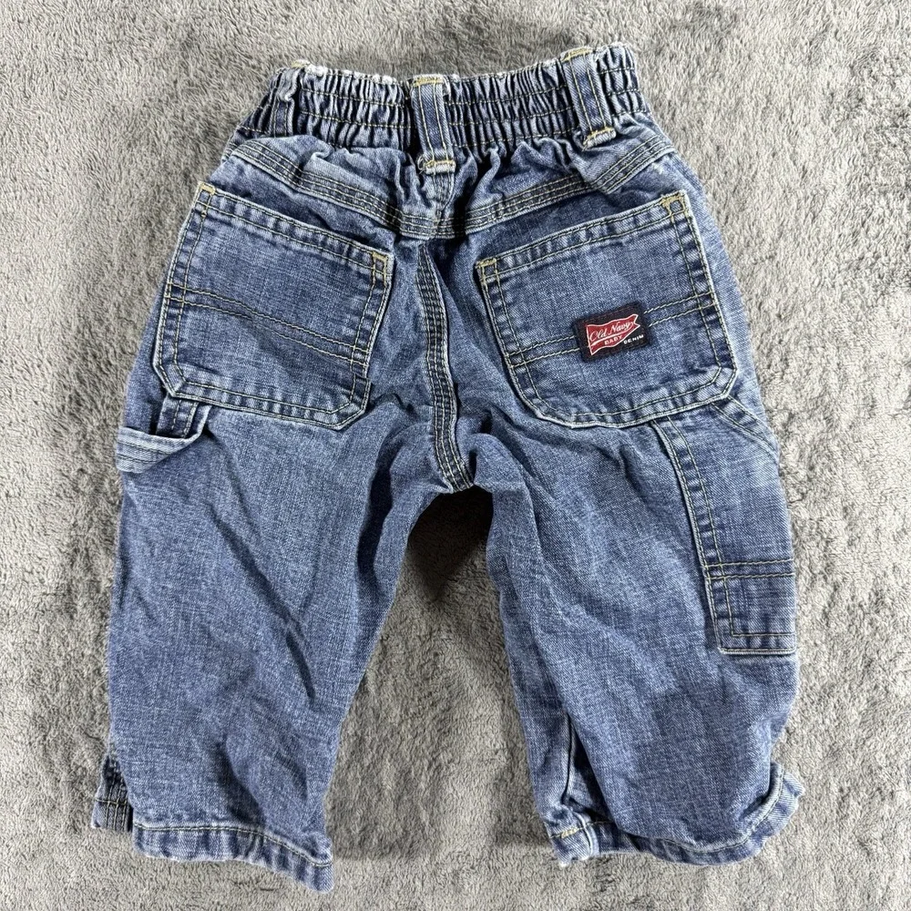 Y2K Old Navy Baby Baggy Denim Blue Jeans 6-12m Streetwear Carpenter Vintage
